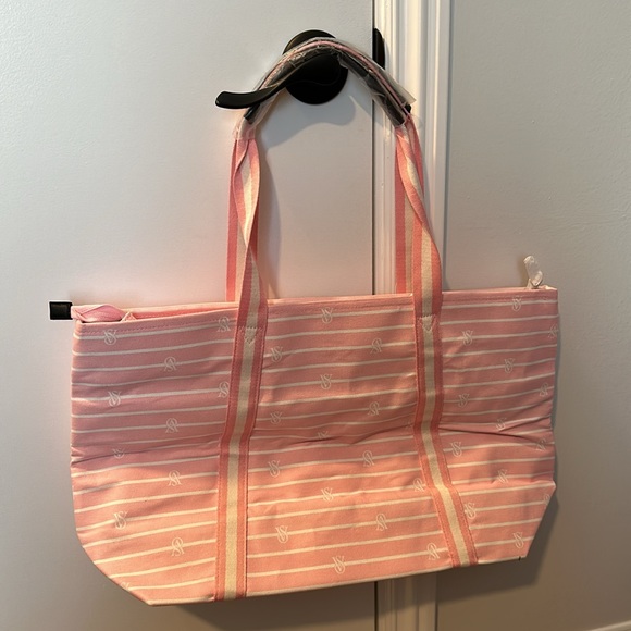 Pink and White Striped Victoria Secret Tote - Picture 5 of 6